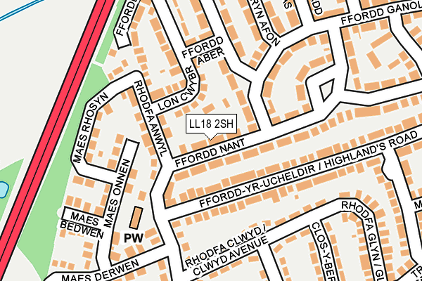 LL18 2SH map - OS OpenMap – Local (Ordnance Survey)