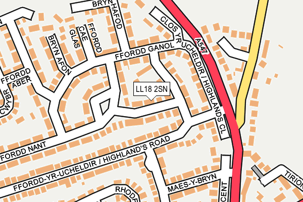 LL18 2SN map - OS OpenMap – Local (Ordnance Survey)