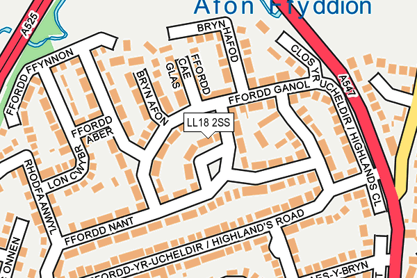 LL18 2SS map - OS OpenMap – Local (Ordnance Survey)