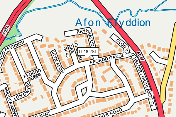 LL18 2ST map - OS OpenMap – Local (Ordnance Survey)