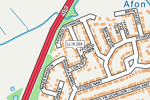 LL18 2SX map - OS OpenMap – Local (Ordnance Survey)