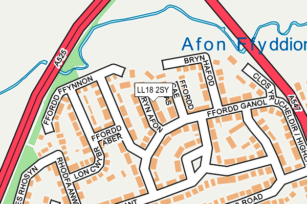 LL18 2SY map - OS OpenMap – Local (Ordnance Survey)