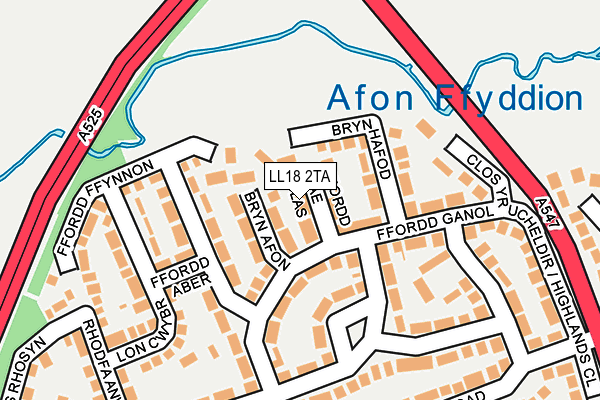 LL18 2TA map - OS OpenMap – Local (Ordnance Survey)