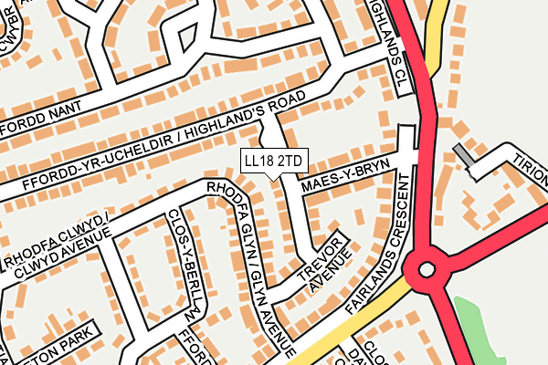 LL18 2TD map - OS OpenMap – Local (Ordnance Survey)