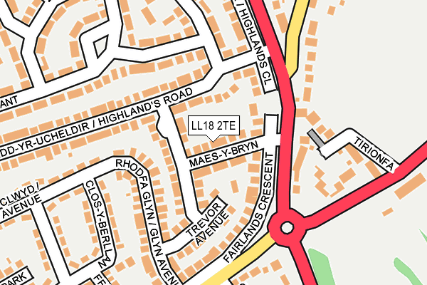 LL18 2TE map - OS OpenMap – Local (Ordnance Survey)