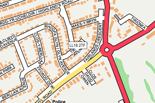 LL18 2TF map - OS OpenMap – Local (Ordnance Survey)