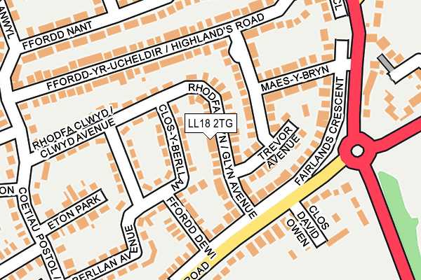LL18 2TG map - OS OpenMap – Local (Ordnance Survey)