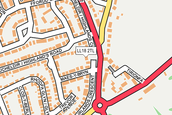 LL18 2TL map - OS OpenMap – Local (Ordnance Survey)
