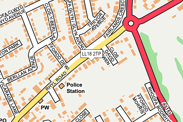 LL18 2TP map - OS OpenMap – Local (Ordnance Survey)