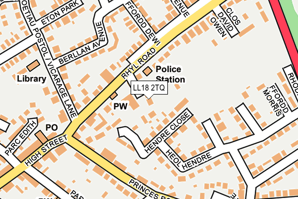 LL18 2TQ map - OS OpenMap – Local (Ordnance Survey)