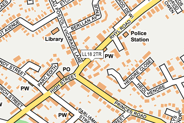 LL18 2TR map - OS OpenMap – Local (Ordnance Survey)