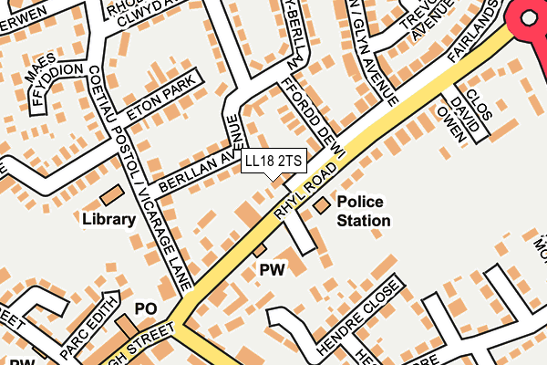LL18 2TS map - OS OpenMap – Local (Ordnance Survey)