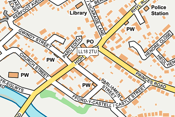 LL18 2TU map - OS OpenMap – Local (Ordnance Survey)