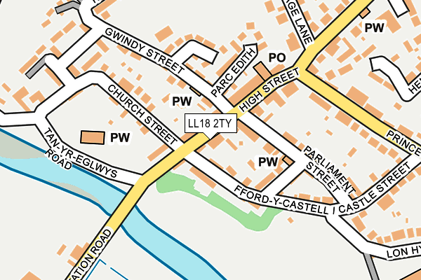 LL18 2TY map - OS OpenMap – Local (Ordnance Survey)