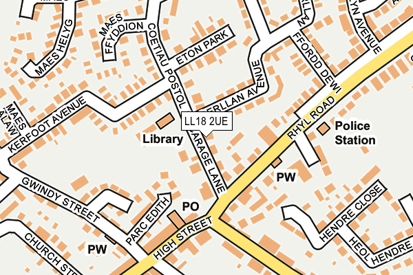 LL18 2UE map - OS OpenMap – Local (Ordnance Survey)