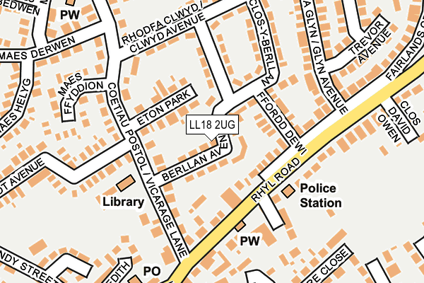 LL18 2UG map - OS OpenMap – Local (Ordnance Survey)