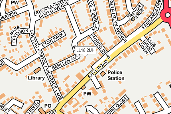 LL18 2UH map - OS OpenMap – Local (Ordnance Survey)