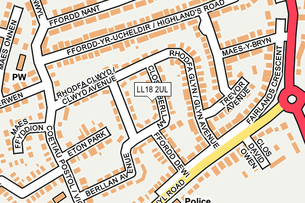 LL18 2UL map - OS OpenMap – Local (Ordnance Survey)