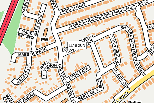 LL18 2UN map - OS OpenMap – Local (Ordnance Survey)