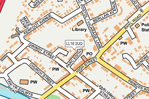 LL18 2UQ map - OS OpenMap – Local (Ordnance Survey)