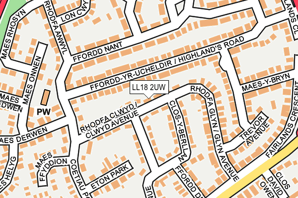 LL18 2UW map - OS OpenMap – Local (Ordnance Survey)