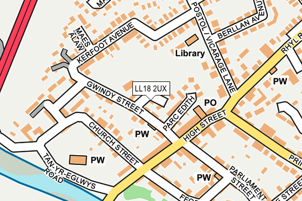 LL18 2UX map - OS OpenMap – Local (Ordnance Survey)