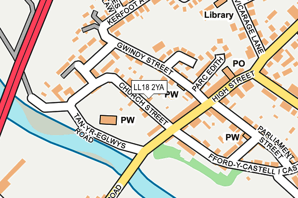 LL18 2YA map - OS OpenMap – Local (Ordnance Survey)