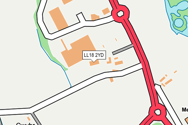LL18 2YD map - OS OpenMap – Local (Ordnance Survey)