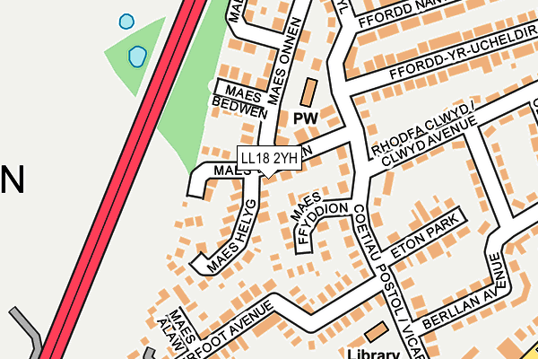 LL18 2YH map - OS OpenMap – Local (Ordnance Survey)
