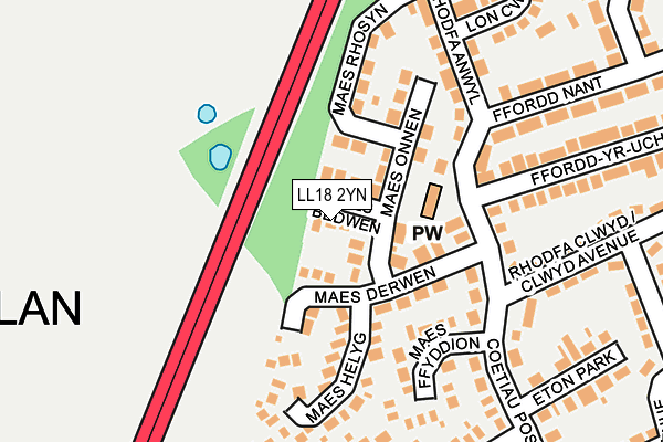 LL18 2YN map - OS OpenMap – Local (Ordnance Survey)