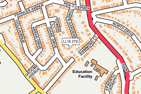 LL18 2YS map - OS OpenMap – Local (Ordnance Survey)