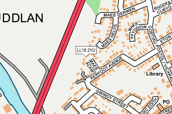 LL18 2YU map - OS OpenMap – Local (Ordnance Survey)