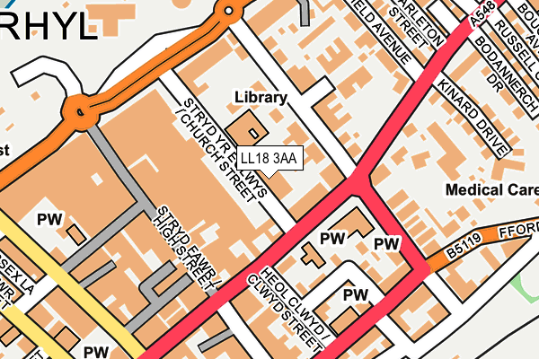 LL18 3AA map - OS OpenMap – Local (Ordnance Survey)