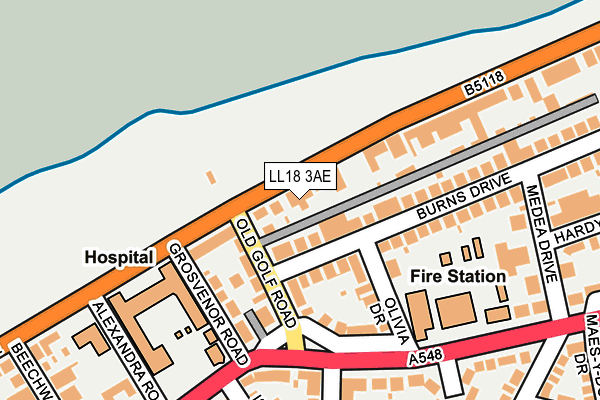 LL18 3AE map - OS OpenMap – Local (Ordnance Survey)
