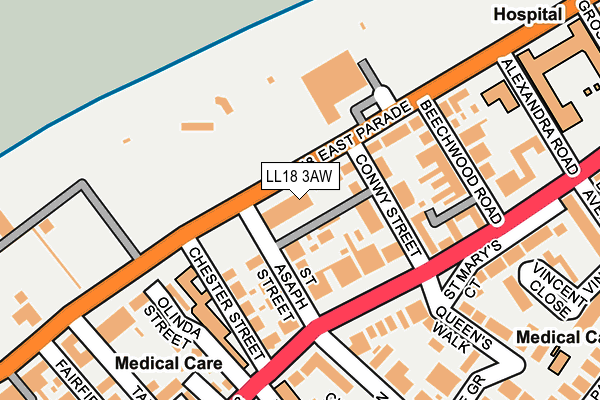 LL18 3AW map - OS OpenMap – Local (Ordnance Survey)