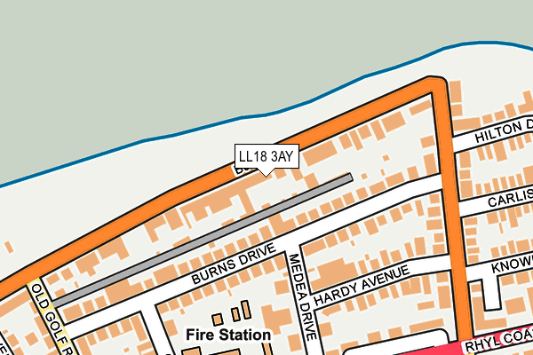 LL18 3AY map - OS OpenMap – Local (Ordnance Survey)