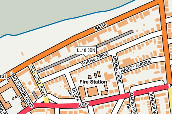 LL18 3BN map - OS OpenMap – Local (Ordnance Survey)
