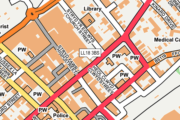 LL18 3BS map - OS OpenMap – Local (Ordnance Survey)