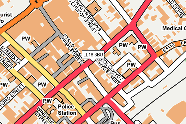 LL18 3BU map - OS OpenMap – Local (Ordnance Survey)