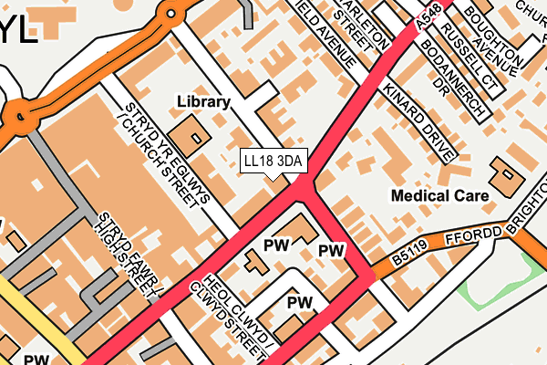 LL18 3DA map - OS OpenMap – Local (Ordnance Survey)