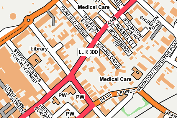 LL18 3DD map - OS OpenMap – Local (Ordnance Survey)
