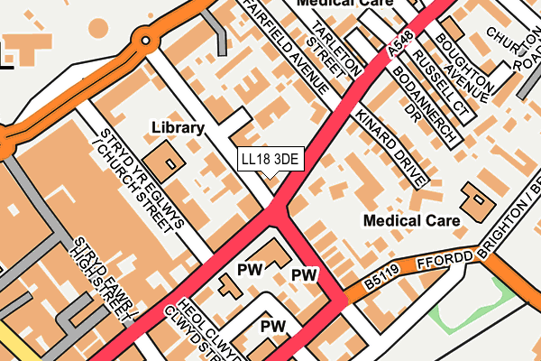 LL18 3DE map - OS OpenMap – Local (Ordnance Survey)