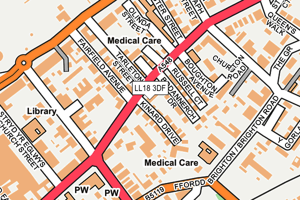 LL18 3DF map - OS OpenMap – Local (Ordnance Survey)