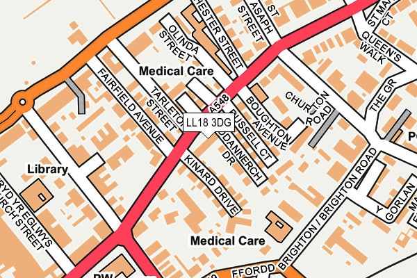 LL18 3DG map - OS OpenMap – Local (Ordnance Survey)