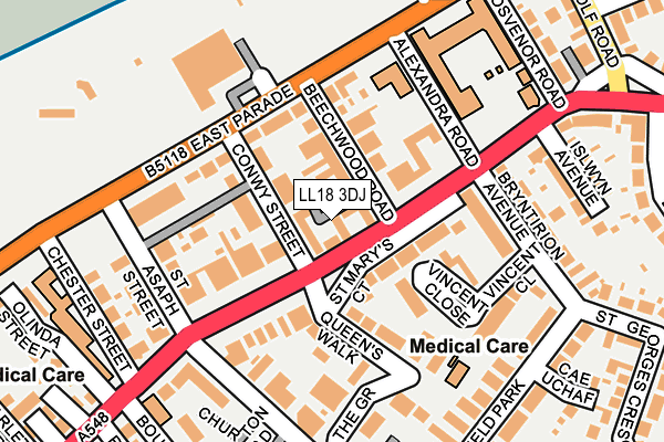 LL18 3DJ map - OS OpenMap – Local (Ordnance Survey)