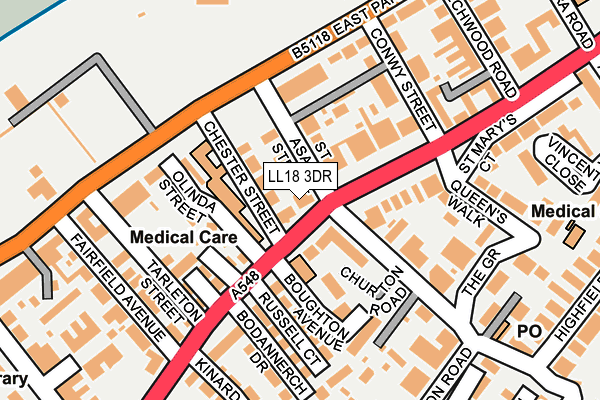 LL18 3DR map - OS OpenMap – Local (Ordnance Survey)