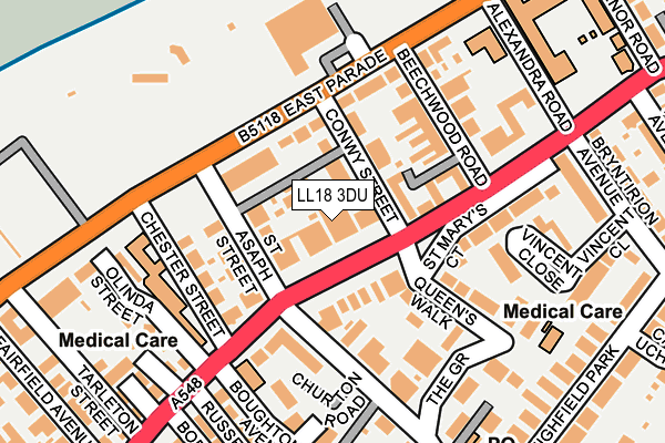 LL18 3DU map - OS OpenMap – Local (Ordnance Survey)