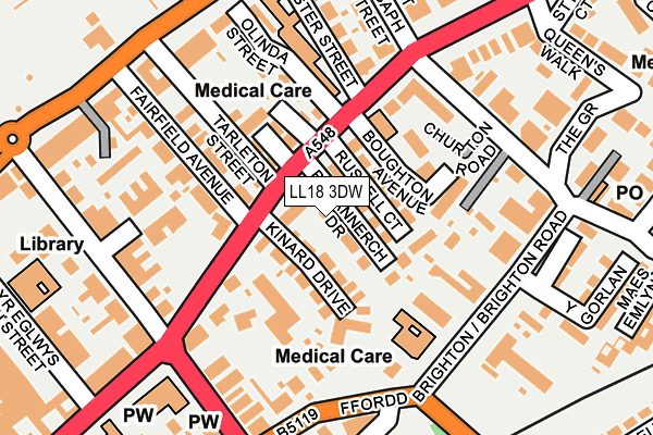 LL18 3DW map - OS OpenMap – Local (Ordnance Survey)