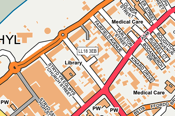 LL18 3EB map - OS OpenMap – Local (Ordnance Survey)