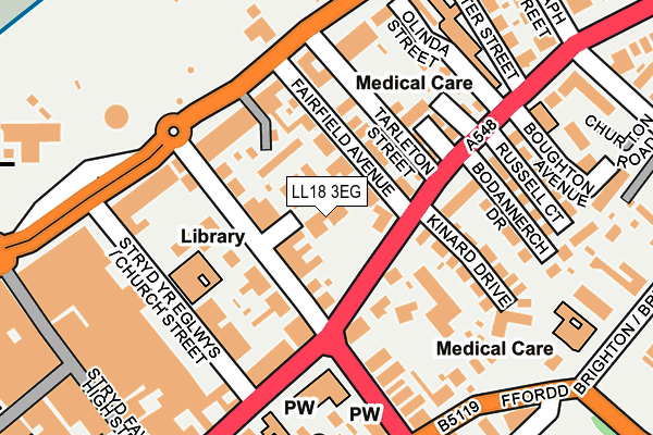 LL18 3EG map - OS OpenMap – Local (Ordnance Survey)